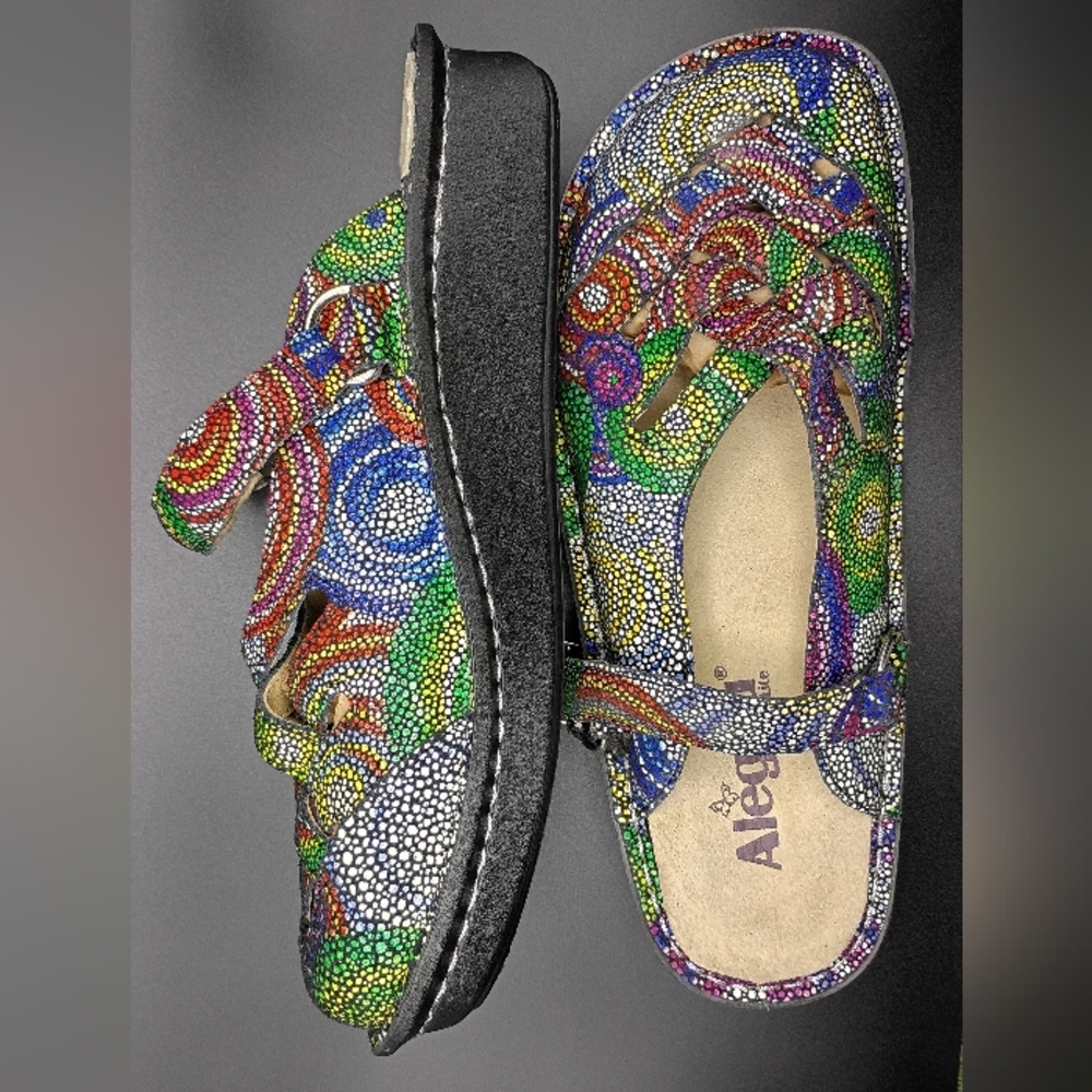 NEW Alegria Leather Slingback Mary Janes Color Freesia Rainbow Mosaic  38 - Picture 9 of 12